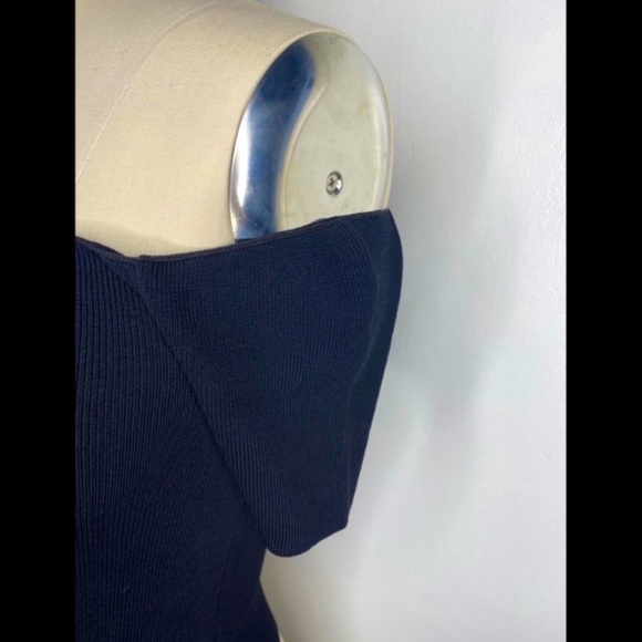 Scripted Black Off-Shoulder Rib Knit Top - Picture 2 of 4